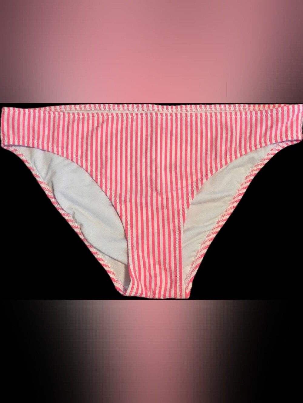 Aerie Pink and White Striped Bikini Bottom Size Small